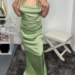 Mint green silk dress